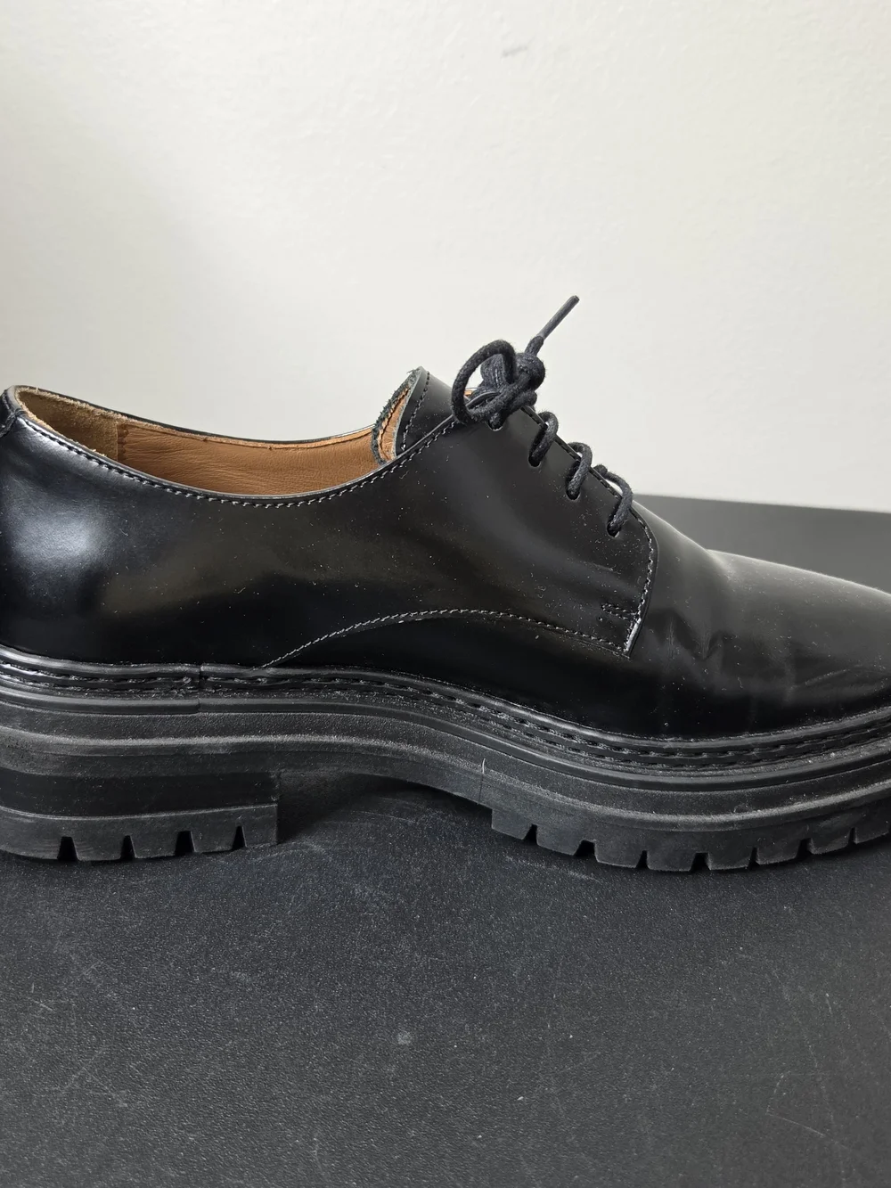 Bobbies Paris Chunky Oxford Black Leather Shoes